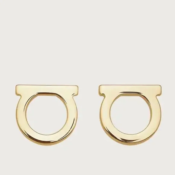 Salvatore Ferragamo Iconic Gold Gancini Earrings Small MINT - Picture 3 of 9